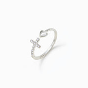 Faith Over Fear Cross & Heart Ring