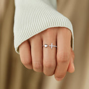 Faith Over Fear Cross & Heart Ring