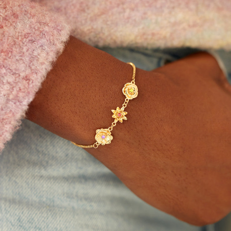 Three Dimensional Birth Flowers Bracelet