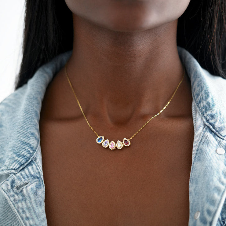 1-8 Teardrop Birthstone Necklace