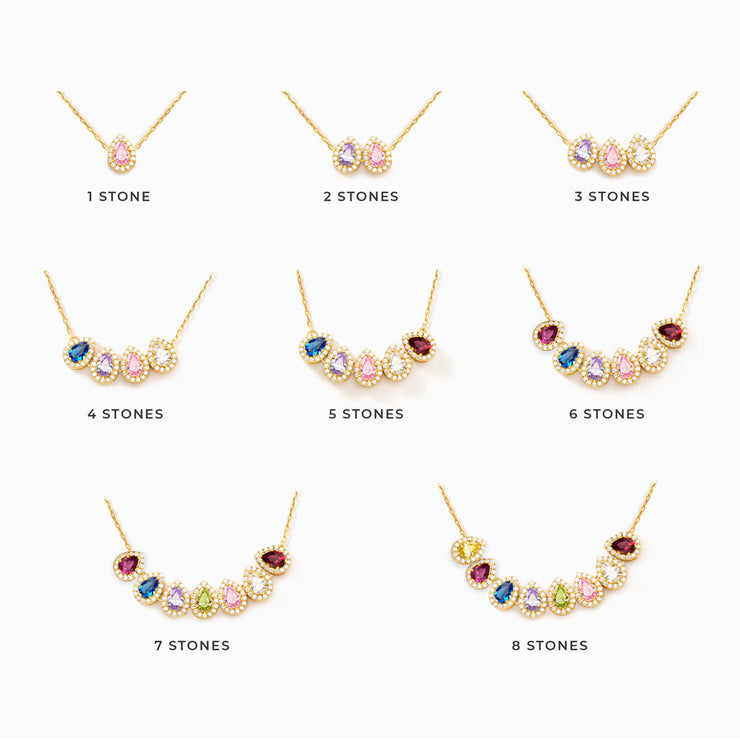 1-8 Teardrop Birthstone Necklace