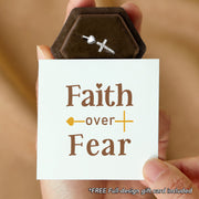 Faith Over Fear Cross & Heart Ring