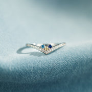 Birthstones chevron pavé ring