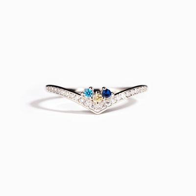 Birthstones chevron pavé ring